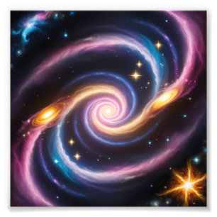 Photo of stars and galaxies of different colours print