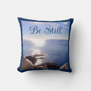 Photo of Still Blue Ocean Bible Verse Custom Name Cushion