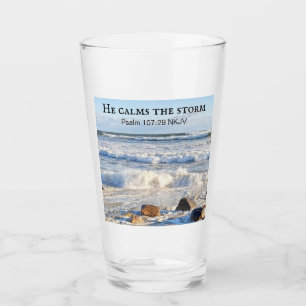 Photo of Stormy Sea He Calms the Storm Bible Verse Glass