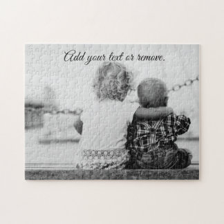 Photo of toddler sister hugging her baby brother, jigsaw puzzle