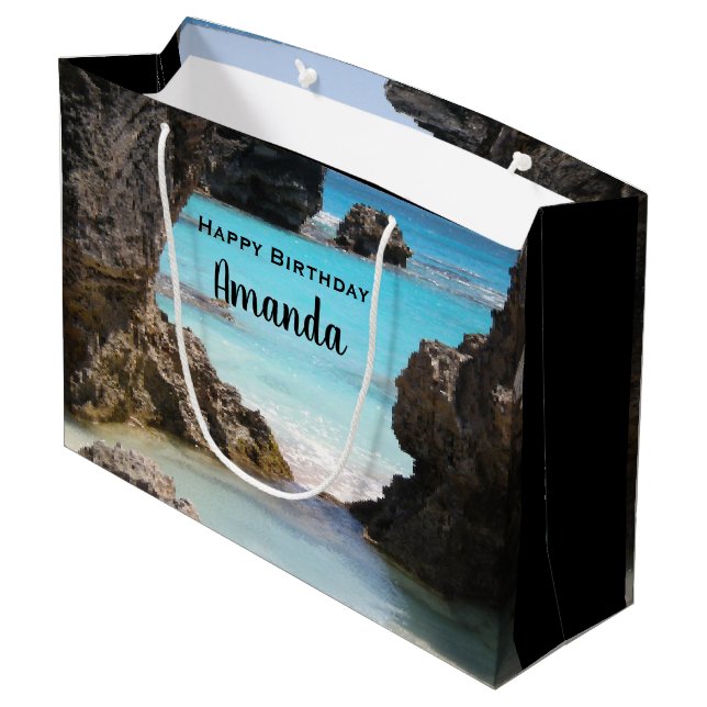Photo of Tropical Island Coast & Sea Birthday Large Gift Bag (Back Angled)