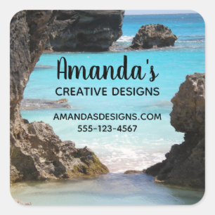 Photo of Tropical Island Coast & Sea Business Square Sticker