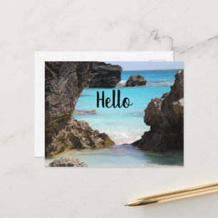 Photo of Tropical Island Coast & Sea Hello Postcard