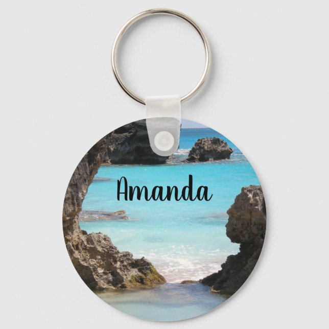 Photo of Tropical Island Coast & Sea Key Ring (Front)