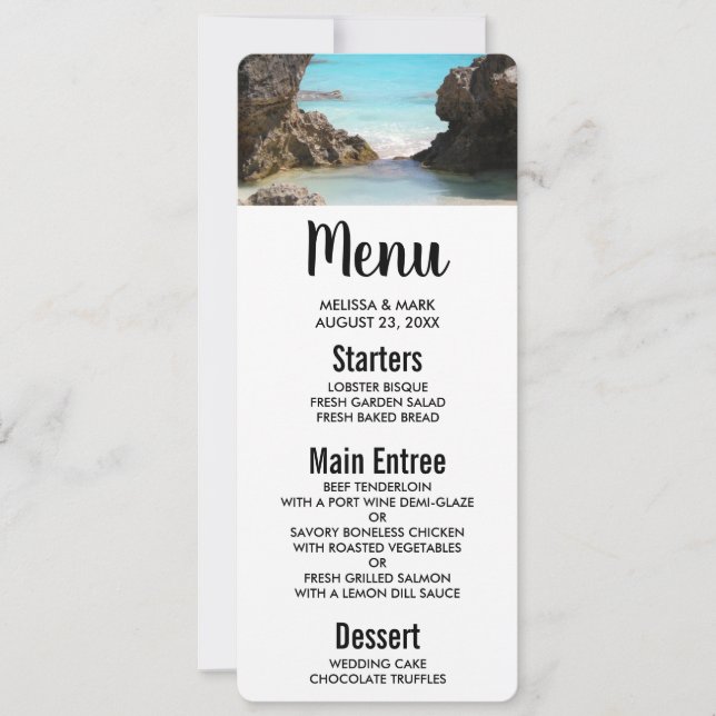 Photo of Tropical Island Coast & Sea Menu Invitation (Front)