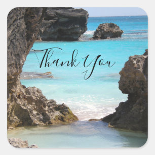 Photo of Tropical Island Coast & Sea Thank You Square Sticker