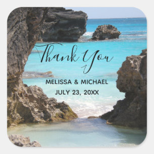Photo of Tropical Island Coast & Sea Thank You Square Sticker