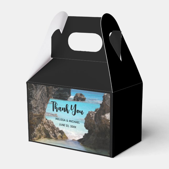 Photo of Tropical Island Coast & Sea Wedding Favour Box (Front Side)