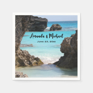 Photo of Tropical Island Coast & Sea Wedding Napkin