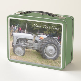 photo of vintage grey massey fergison tractor metal lunch box