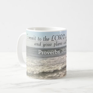 Photo of Wavy Ocean Shore Proverbs Bible Verse Coffee Mug