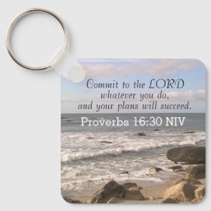 Photo of Wavy Ocean Shore Proverbs Bible Verse Sea Key Ring