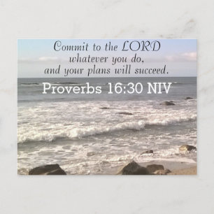 Photo of Wavy Ocean Shore Proverbs Bible Verse Sea Postcard