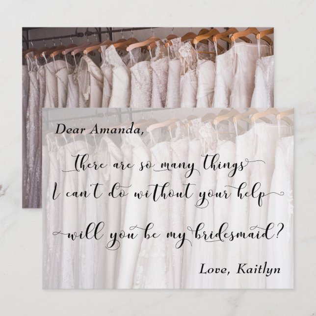 Photo of Wedding Gowns, Will You Be My Bridesmaid? Invitation (Front/Back)