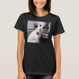 Photo of White Puppy Dog Wearing Easter Bunny Ears T-Shirt