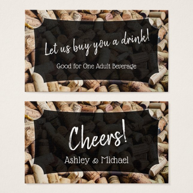 Photo of Wine Corks, Wedding & Event Drink Tickets (Front & Back)