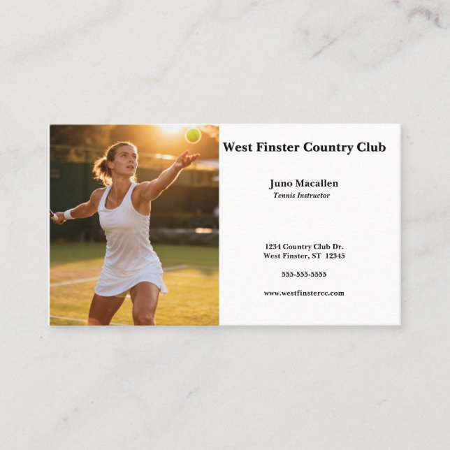 Photo of Woman Tennis Player Business Card (Front)