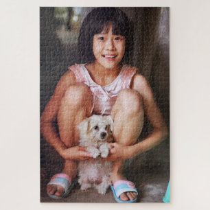 Photo of Your Child with Dog Jigsaw Puzzle