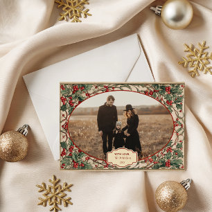 Photo Old World Holly & Ivy Holiday Card