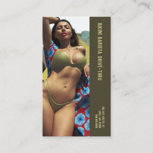 Photo Olive Bikini Barista Double Number Coffee Loyalty Card