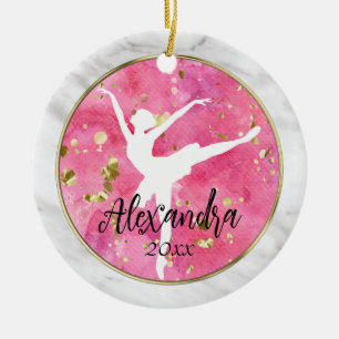 Photo on Back Ballerina Ballet Girls Elegant Dance Ceramic Tree Decoration