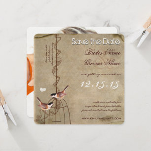 Photo on Back Birdcage Save the Date Invitation