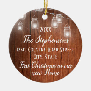 Photo on Back First Christmas in our New Home Ceramic Tree Decoration