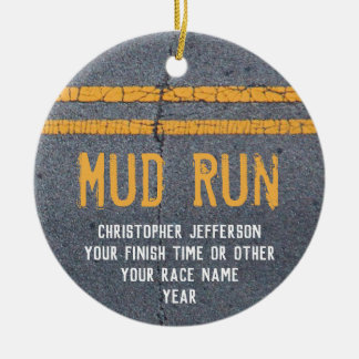 Photo on Back Mud Trail Run Running Race Custom Ceramic Tree Decoration