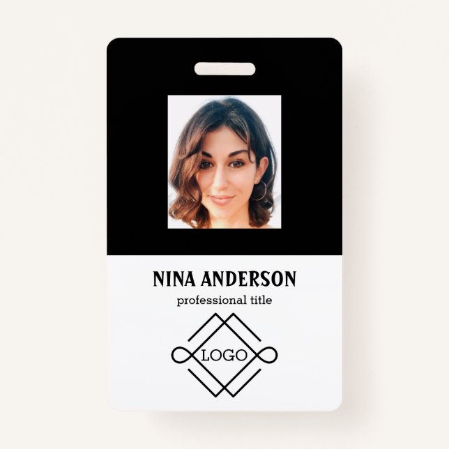 Photo On Black Background ID Badge (Front)