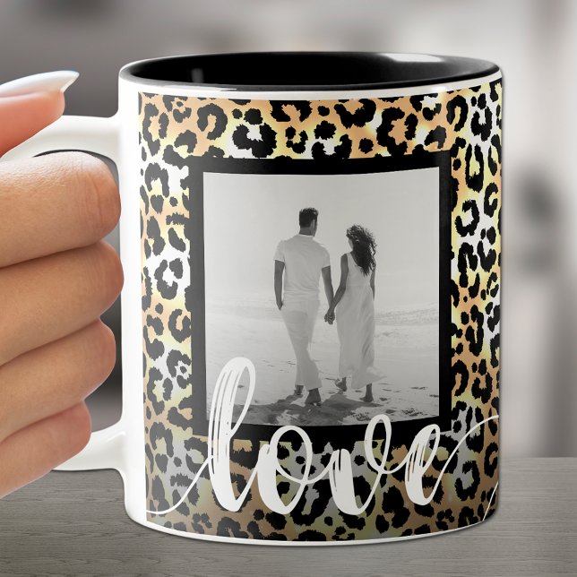 Photo on Leopard Print Love Two-Tone Coffee Mug (Creator Uploaded)