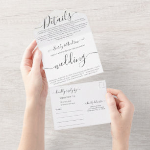 Photo on Outside Back Simple Modern Wedding All In One Invitation