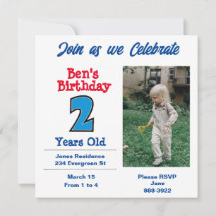 Photo on Two Year Old Boy Party Invitation