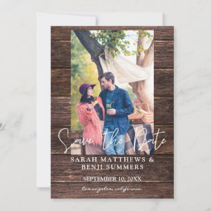 Photo on Wood B Rustic Save the Date - Vertical Invitation