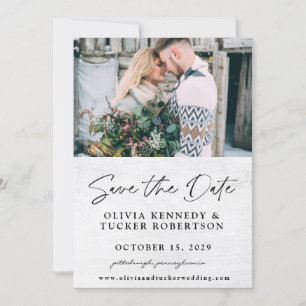 Photo on Wood Rustic Save the Date Invitation