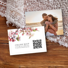 Photo Online RSVP QR Code Cherry Blossom Wedding