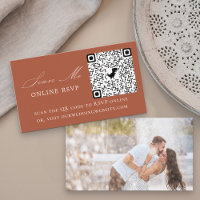 Photo Online RSVP QR Code Terracotta Wedding