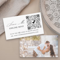 Photo Online RSVP QR Code White Wedding