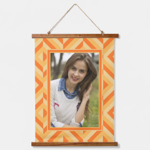 Photo Orange Three-Tone Diamond Pattern Hanging Tapestry