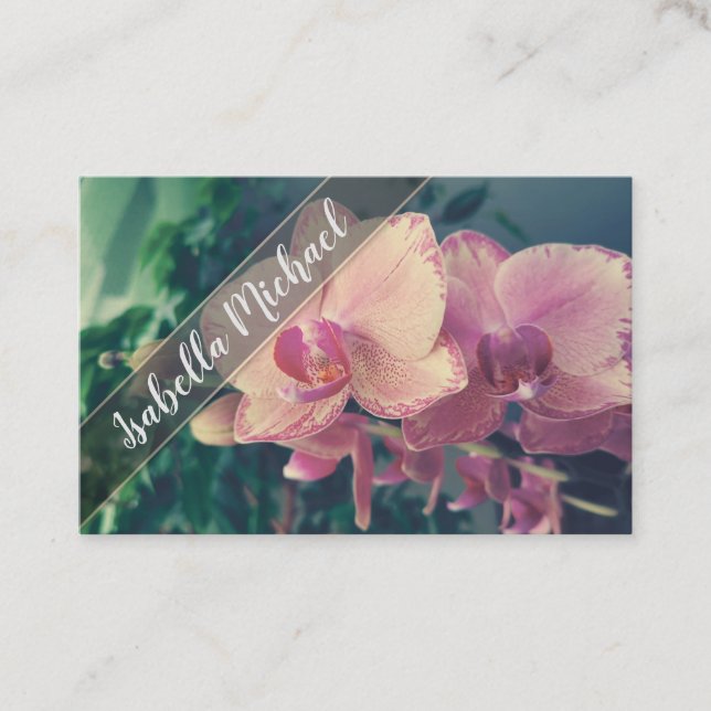 Photo , Orchid , retro Business Card (Front)