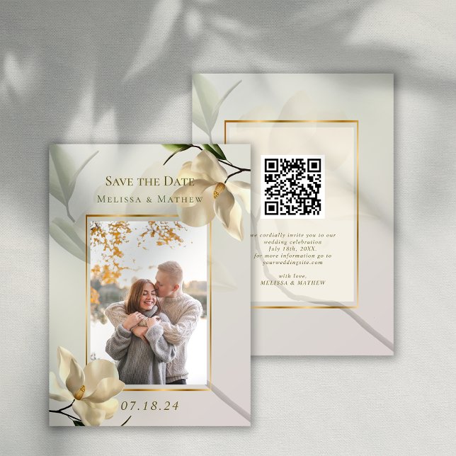 Photo Oriental Magnolia Wedding Save the Date Invitation (Photo Oriental Magnolia Wedding Save the Date Invitation)