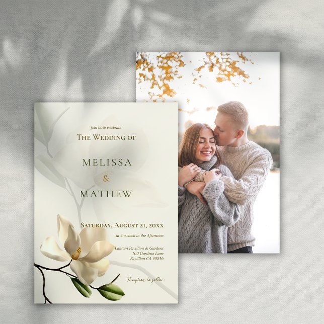 Photo Oriental White Magnolia Wedding Invitation (Photo Oriental White Magnolia Wedding Invitation)