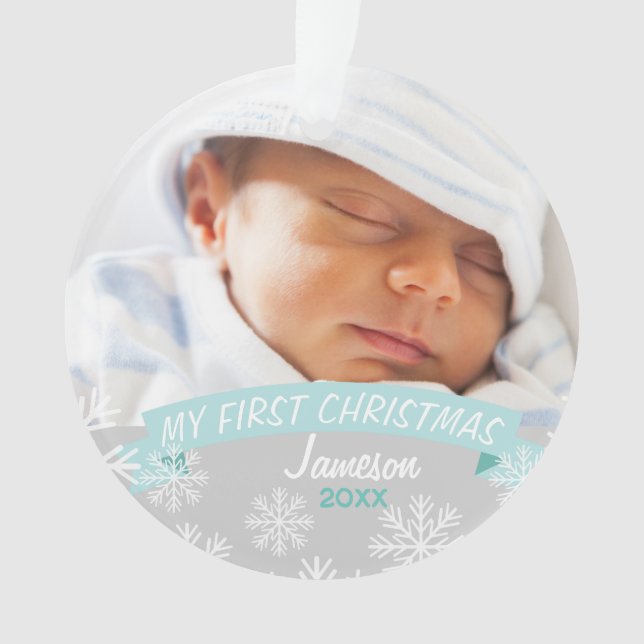 Photo Ornament | Baby Boy First Christmas (Front)
