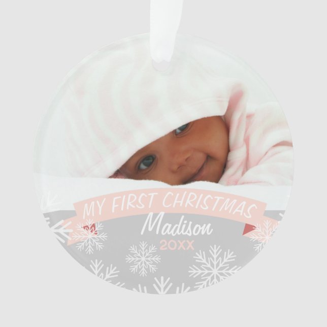 Photo Ornament | Baby Girl First Christmas (Front)