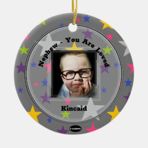 Photo Ornament Grey with Stars HAMbWG