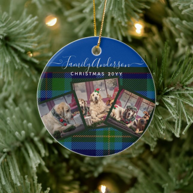 PHOTO ORNAMENT - Miller TARTAN Blue Christmas Gift (Tree)