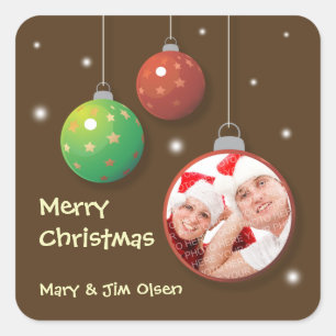 Photo ornament sparkly Merry Christmas sticker