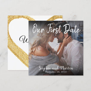 Photo Our First Date Couple Wedding Lovers Card