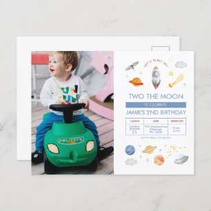 Photo Outer space Party Astronaut 2nd Birthday Postcard