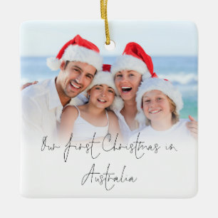 Photo Overlay 1st Christmas Australia Names Year Ceramic Ornament