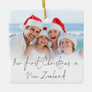 Photo Overlay 1st Christmas New Zealand Names Year Ceramic Ornament